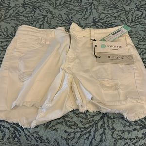 White denim shorts